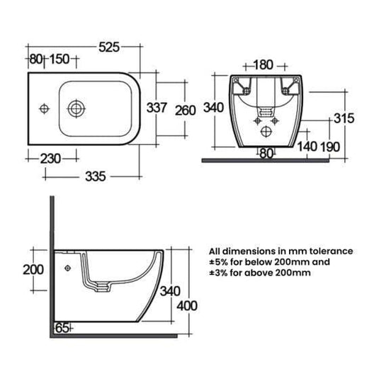 RAK Ceramics Metropolitan Wall Hung Bidet - MP09AWHA - Envy Bathrooms Ltd