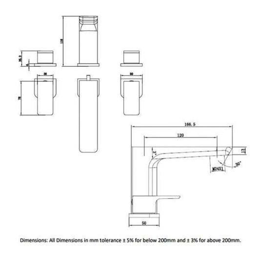 RAK Ceramics Moon 3 Hole Deck Mounted Bath Filler - Chrome - RAKMOO3011 - Envy Bathrooms Ltd