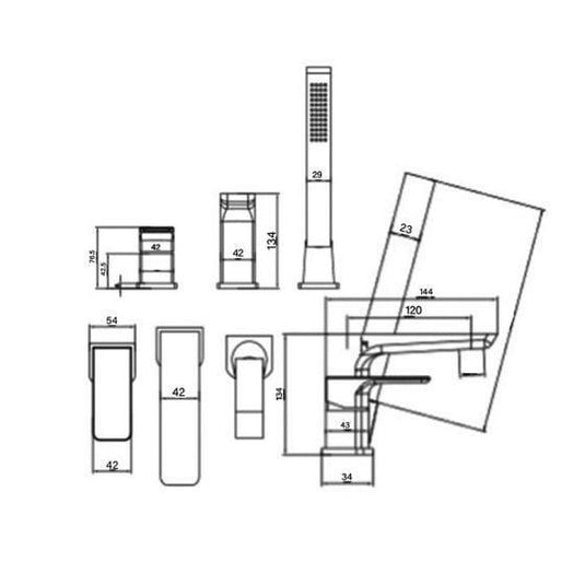 RAK Ceramics Moon 3 Hole Deck Mounted Bath Shower Mixer - Chrome - RAKMOO3012 - Envy Bathrooms Ltd