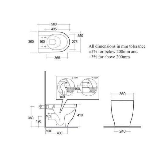 RAK Ceramics Moon Rimless Back to Wall Toilet Pan - Alpine White - HAR17AWHA - Envy Bathrooms Ltd