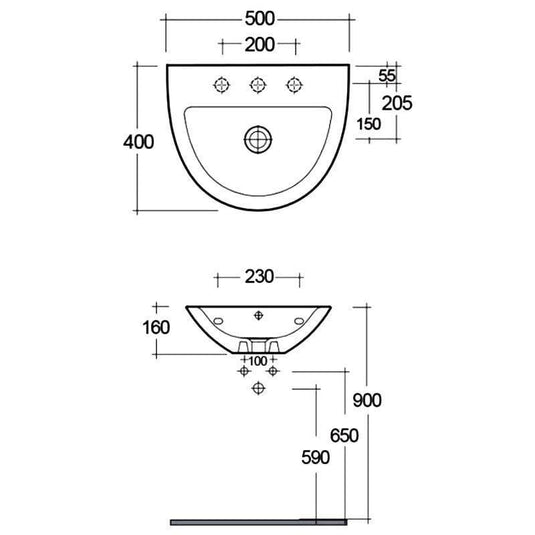 RAK Ceramics Morning 50cm Basin 1 Tap Hole - MORWB5001AWHA - Envy Bathrooms Ltd