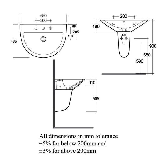 RAK Ceramics Morning 65cm Basin 1 Tap Hole - MORWB6501AWHA - Envy Bathrooms Ltd