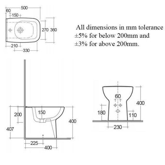 RAK Ceramics Origin Back to Wall Bidet - Alpine White - ORG14AWHA - Envy Bathrooms Ltd