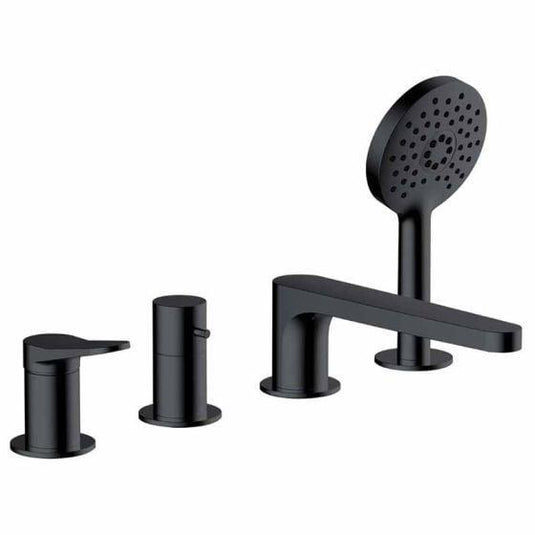 RAK Ceramics Petit Round 4 Hole Deck Mounted Bath Shower Mixer - Matt Black - RAKPER3013B - Envy Bathrooms Ltd