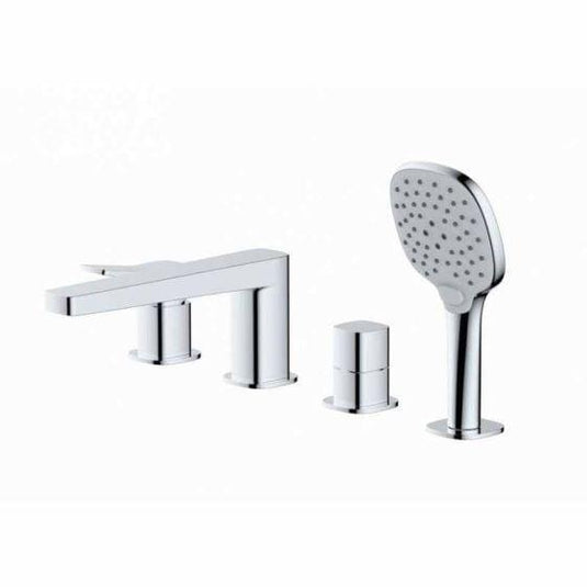 RAK Ceramics Petit Square 4 Hole Deck Mounted Bath Shower Mixer - Chrome - RAKPES3013C - Envy Bathrooms Ltd