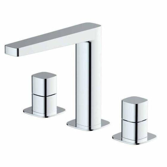 RAK Ceramics Petit Square Deck Mounted 3 Hole Basin Mixer - Chrome - RAKPES3011C - Envy Bathrooms Ltd