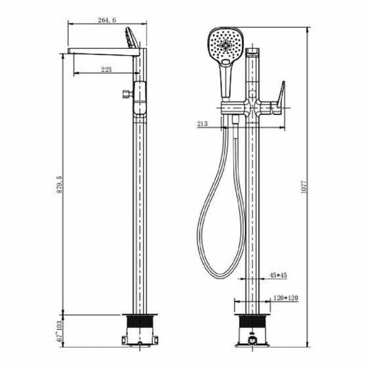 RAK Ceramics Petit Square Floor Standing Bath Shower Mixer - Chrome - RAKPES3014C - Envy Bathrooms Ltd
