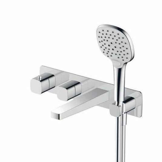 RAK Ceramics Petit Square Wall Mounted Thermostatic Bath Shower Mixer 2 Outlets - Chrome - RAKPES3306C - Envy Bathrooms Ltd