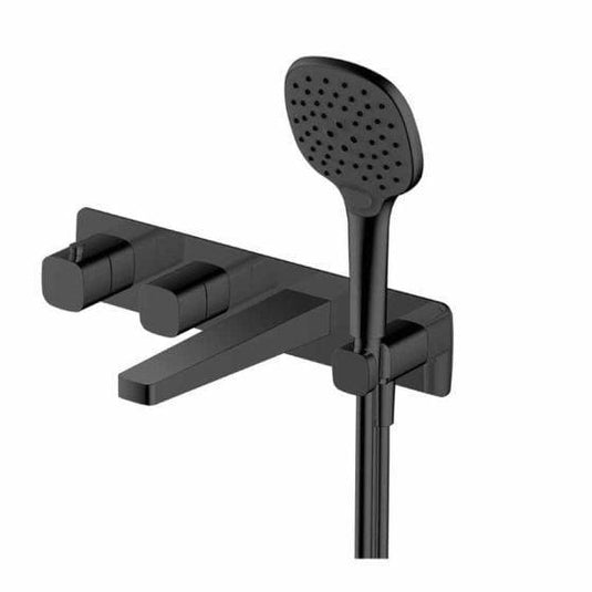 RAK Ceramics Petit Square Wall Mounted Thermostatic Bath Shower Mixer 2 Outlets - Matt Black - RAKPES3306B - Envy Bathrooms Ltd