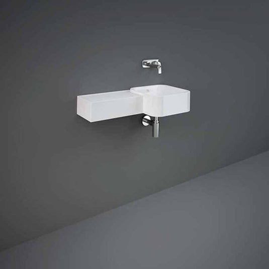 RAK Ceramics Petit Wall Hung Basin Square Left Ledge - Alpine White - PETWB37700AWHA - Envy Bathrooms Ltd