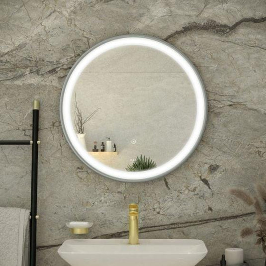 RAK Ceramics Picture Round 600 x 600mm LED Illuminated Mirror - Brushed Nickel - RAKPICRNBN5001 - Envy Bathrooms Ltd