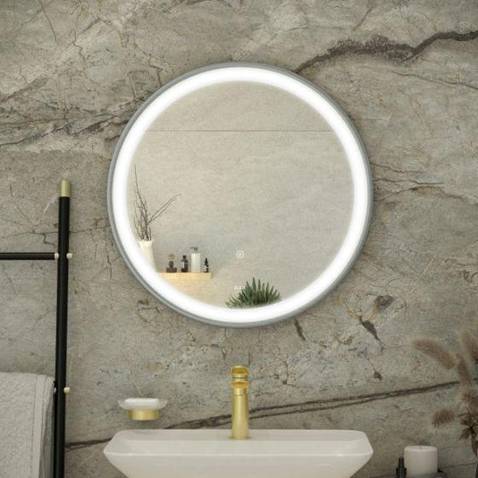 RAK Ceramics Picture Round 800 x 800mm LED Illuminated Mirror - Brushed Nickel - RAKPICRNBN5002 - Envy Bathrooms Ltd