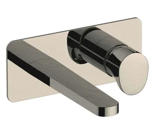 RAK Ceramics Positano Wall Mounted Basin Mixer with Back Plate in Brushed Nickel - RAKPOS3007N - Envy Bathrooms Ltd