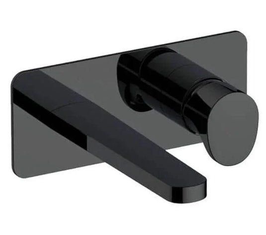 RAK Ceramics Positano Wall Mounted Basin Mixer with Back Plate in Matt Black - RAKPOS3007B - Envy Bathrooms Ltd