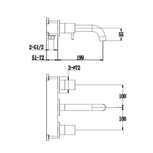 RAK Ceramics Prima Tech 3 Hole Wall Mounted Basin Mixer - Chrome - RAKPRT3010 - Envy Bathrooms Ltd