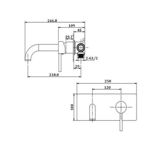 RAK Ceramics Prima Tech Wall Mounted Basin Mixer with Back Plate - Chrome - RAKPRT3007 - Envy Bathrooms Ltd