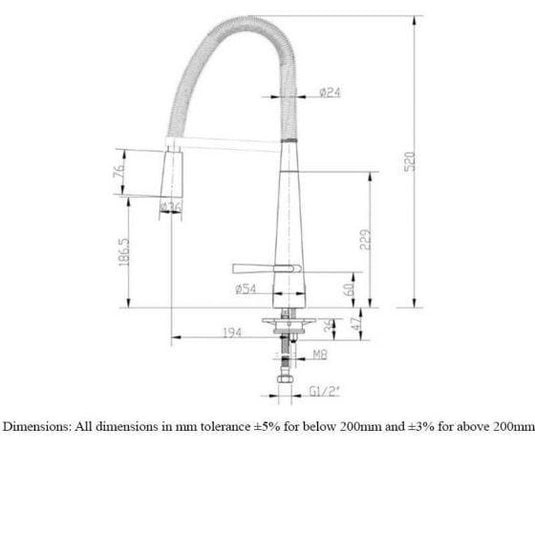 RAK Ceramics Pull Out Kitchen Sink Mixer With Side Lever - Chrome - RAKKIT011 - Envy Bathrooms Ltd