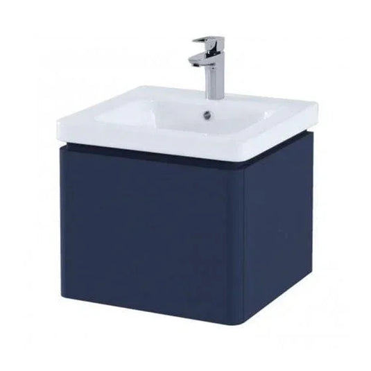 RAK Ceramics Resort 500m Wall Hung Vanity Unit With Single Drawer - Matt Denim Blue - RAKRSTWBU50604 - Envy Bathrooms Ltd