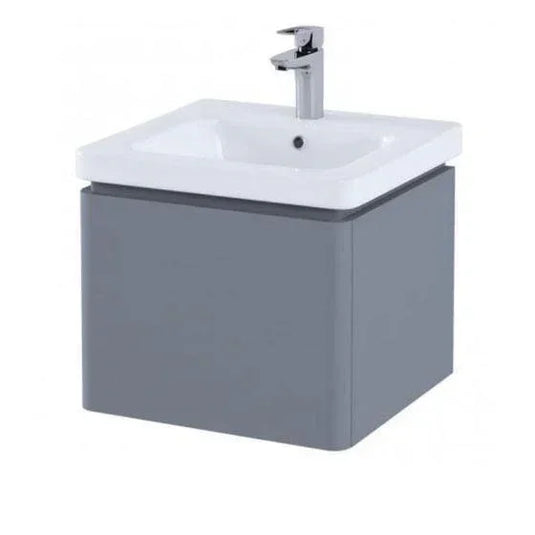 RAK Ceramics Resort 500m Wall Hung Vanity Unit With Single Drawer - Matt Grey - RAKRSTWBU50603 - Envy Bathrooms Ltd