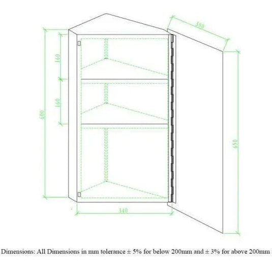 RAK Ceramics Riva Stainless Steel Single Corner Cabinet With Mirrored Door - 12SL704HP - Envy Bathrooms Ltd