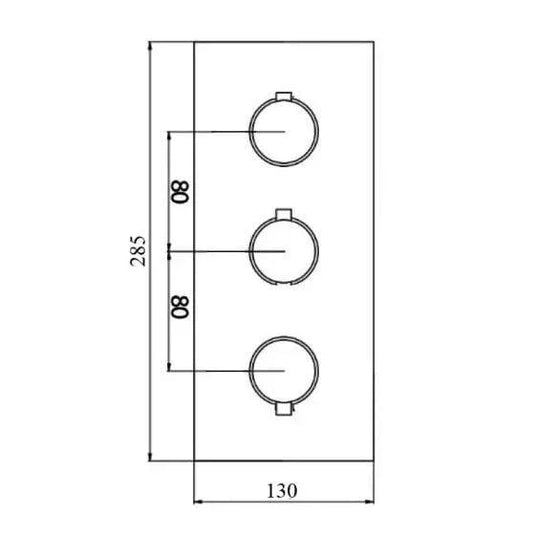 RAK Ceramics Round Dual Outlet 3 Handle Thermostatic Concealed Shower Valve - Black - RAKSHW3203RB - Envy Bathrooms Ltd