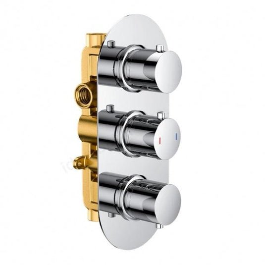 RAK Ceramics Round Dual Outlet 3 Handle Thermostatic Concealed Shower Valve - Chrome - RAKSHW3203R - Envy Bathrooms Ltd