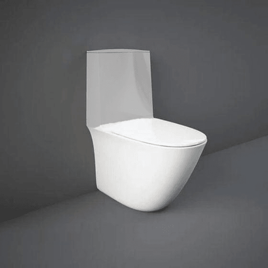 RAK Ceramics Sensation Rimless Close Coupled Toilet Pan - Alpine White - SENWC1146AWHA - Envy Bathrooms Ltd