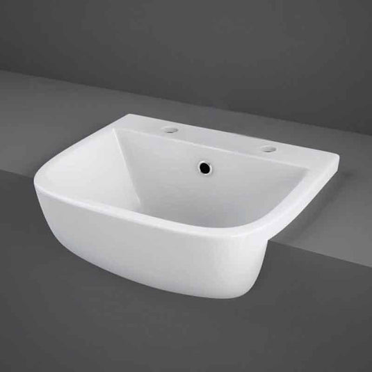 RAK Ceramics Series 600 42cm Semi Recessed Basin - 2 Tap Holes - SE2201NCHAWHA - Envy Bathrooms Ltd