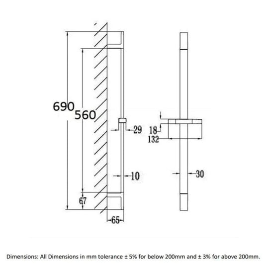 RAK Ceramics Shower Slider Rail Kit - Chrome - RAKSHW3001 - Envy Bathrooms Ltd
