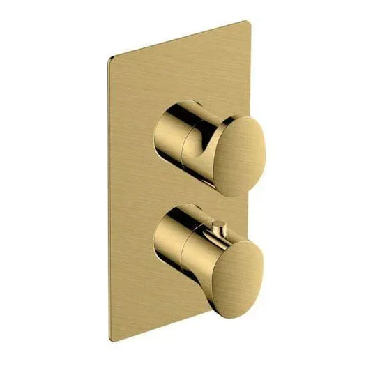 RAK Ceramics Single Outlet 2 Handle Thermostatic Concealed Shower Valve - Brushed Gold - RAKITA3301G - Envy Bathrooms Ltd
