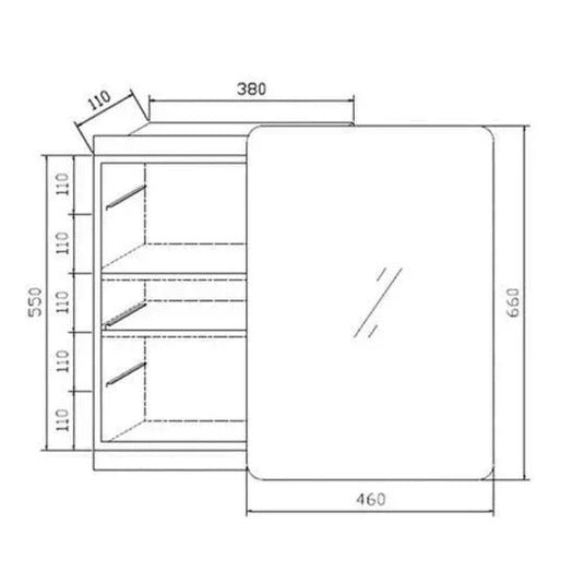 RAK Ceramics Slide Stainless Steel Single Cabinet With Sliding Mirrored Door - 12SL366C1 - Envy Bathrooms Ltd