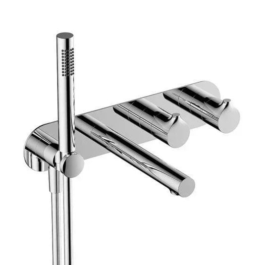 RAK Ceramics Sorrento Horizontal Dual Outlet Thermostatic Concealed Shower Valve with Handset & Bath Spout - Chrome - RAKSOR3306C - Envy Bathrooms Ltd