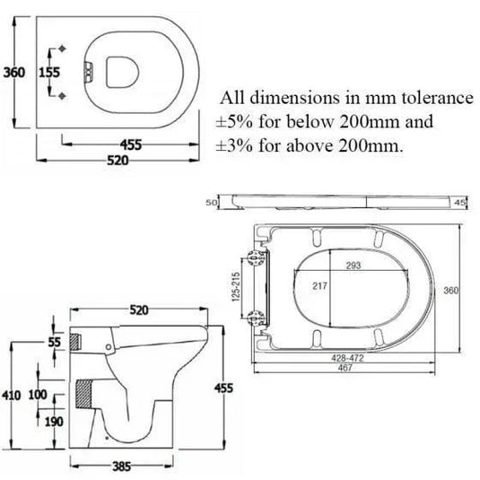 RAK Ceramics Special Needs Rimless Comfort Height Toilet Pan - Alpine White - SP17AWHA - Envy Bathrooms Ltd