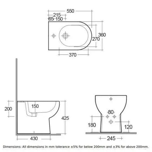 RAK Ceramics Tonique Back to Wall Bidet - Alpine White - TQ14AWHA - Envy Bathrooms Ltd