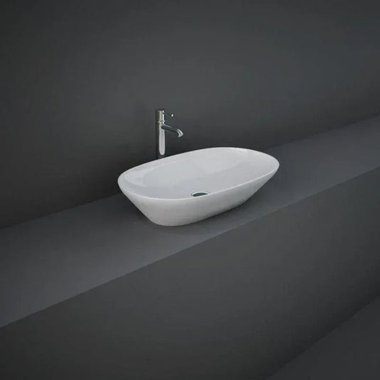 RAK Ceramics Variant Elongated Oval Counter Top Wash Basin 600mm - Alpine White - VARCT36000AWHA - Envy Bathrooms Ltd