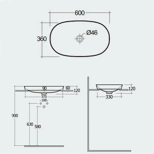 RAK Ceramics Variant Elongated Oval Drop-In Wash Basin 600mm - Alpine White - VARDI36000AWHA - Envy Bathrooms Ltd