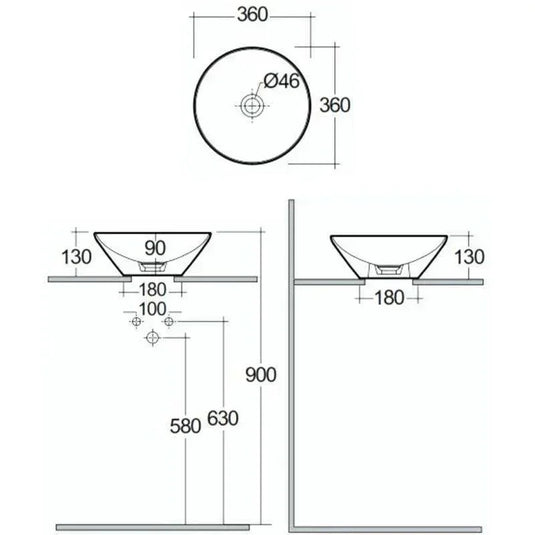RAK Ceramics Variant Round Counter Top Wash Basin 360mm - Alpine White - VARCT13600AWHA - Envy Bathrooms Ltd