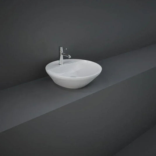 RAK Ceramics Variant Round Counter Top Wash Basin 420mm 1TH with Tap Ledge - Alpine White - VARCT14201AWHA - Envy Bathrooms Ltd