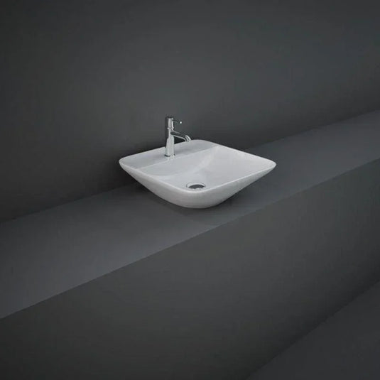 RAK Ceramics Variant Square Counter Top Wash Basin 420mm 1TH with Tap Ledge - Alpine White - VARCT44201AWHA - Envy Bathrooms Ltd