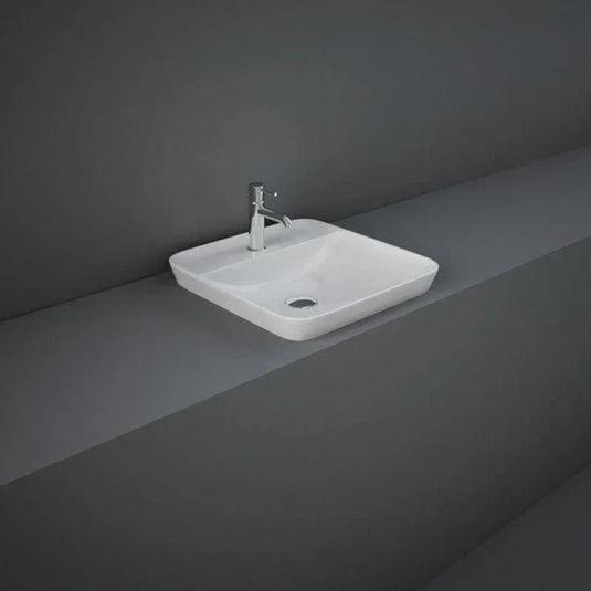 RAK Ceramics Variant Square Drop-In Wash Basin 420mm 1TH with Tap Ledge - Alpine White - VARDI44201AWHA - Envy Bathrooms Ltd