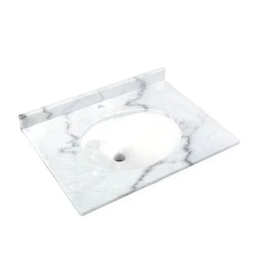 RAK Ceramics Washington 600mm Marble Countertop & Drop In Basin - 1 Tap Hole - White - RAKWCM60W1 - Envy Bathrooms Ltd