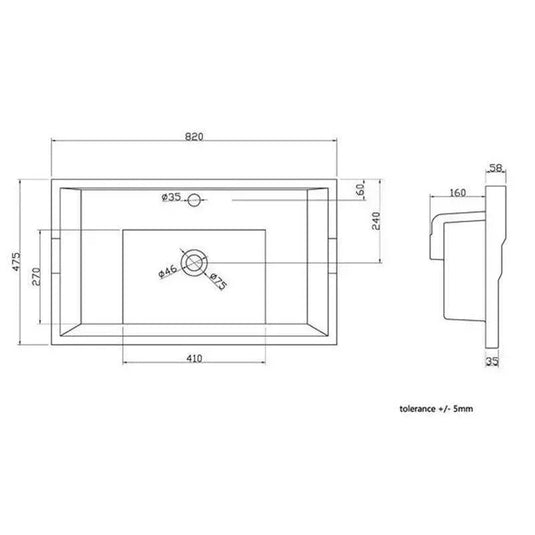 RAK Ceramics Washington 800mm Drop in Basin with 1 Tap Hole - Alpine White - RAKWTN80BAS1 - Envy Bathrooms Ltd