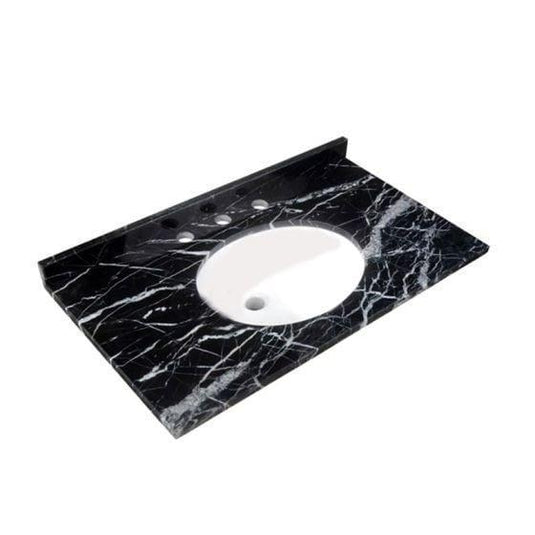 RAK Ceramics Washington 800mm Marble Countertop & Drop In Basin - 3 Tap Holes - Black - RAKWCM80B3 - Envy Bathrooms Ltd