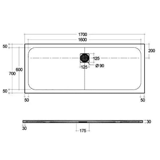 RAK Feeling 1700 x 700mm Bath Replacement Shower Tray Rak Solid - White - RFBR070170S500 - Envy Bathrooms Ltd