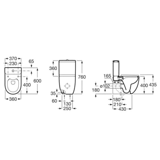 Roca Meridian-N Close Coupled Back to Wall Rimless WC Pan | 34224L000