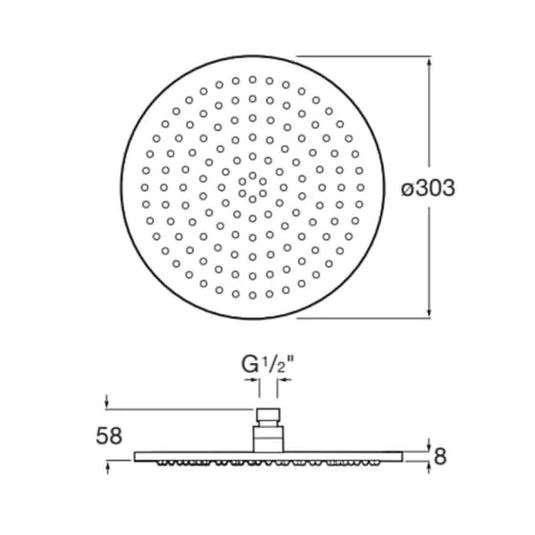 Roca Rainsense 300mm Round Fixed Shower Head Titanium Black | A5B3950CN0