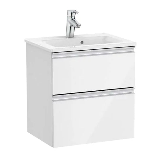 Roca The Gap 505mm Compact 2 Drawer Vanity Unit & Basin Gloss White | A851494806