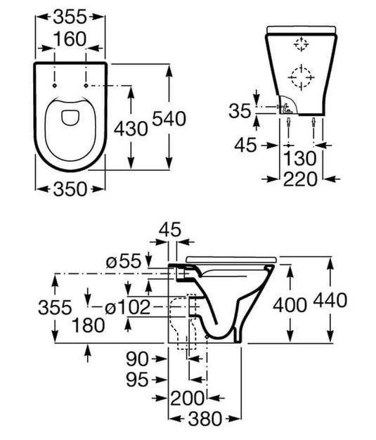 Roca The Gap Round Rimless Back to Wall Pan 3470N7000 - Envy Bathrooms Ltd