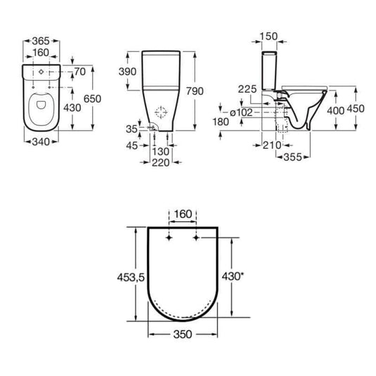 Roca The Gap Square Close Coupled Rimless WC Set 342479000 - Envy Bathrooms Ltd