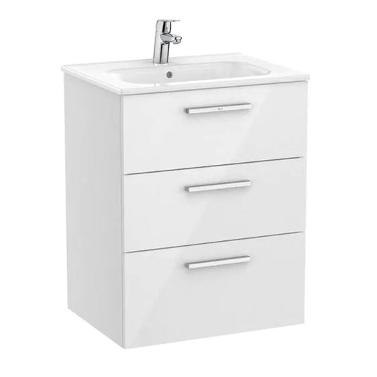 Roca Victoria 600mm 3 Drawer Vanity Unit Gloss White | A857472806